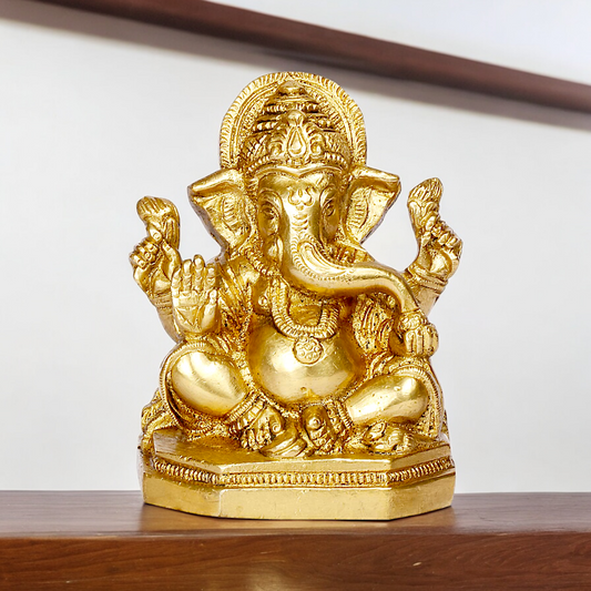 Shop Ganpati Ganesha solid brass idol - 4 inches