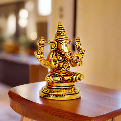 Shop Ganesh Ganpati murti Solid brass idol - 3.5 inches