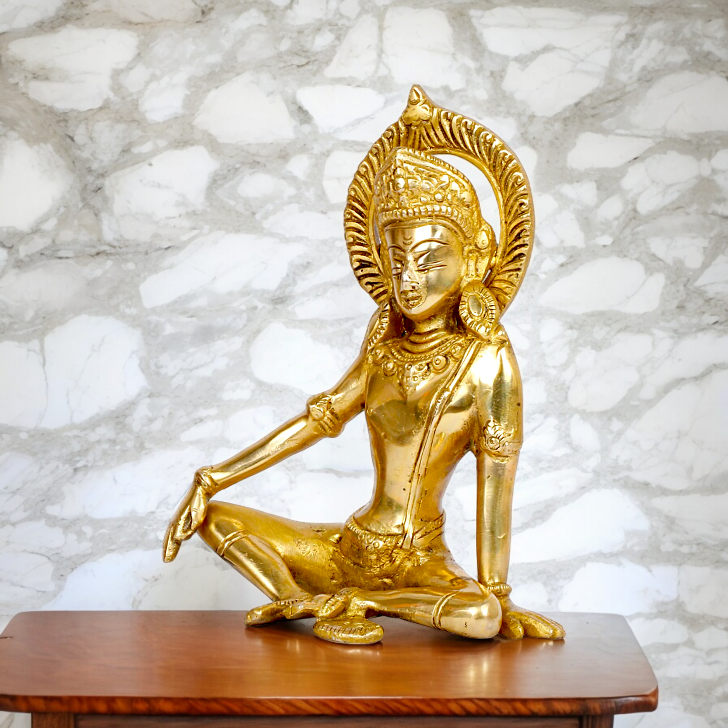 Lord Indra Dev Solid Brass idol - 7 inches