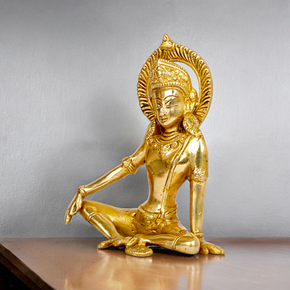 Lord Indra Dev Solid Brass idol - 7 inches