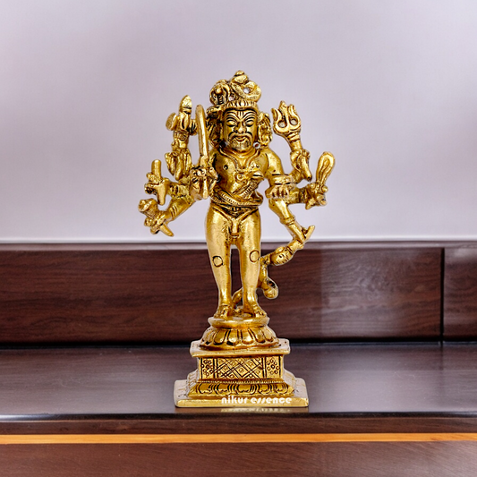 Lord Kaal Bhairava Mahakala Bahirav solid Brass idol - 5 inches