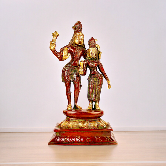 Online Shiva Parvati brass idol - 9 inches