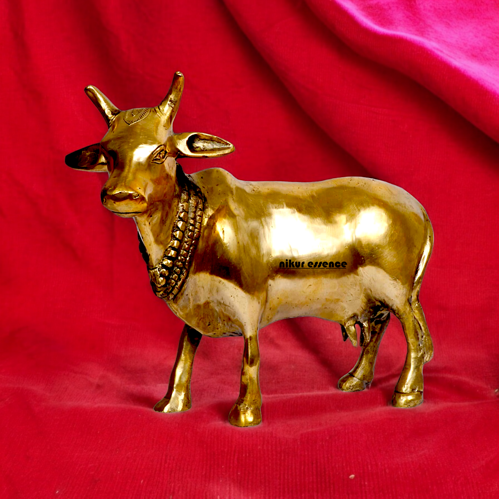 Solid Brass Nandi cow idol - 11.5 inches