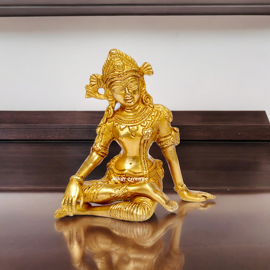 Solid Brass Indra Dev Sitting idol - 5.75 inches