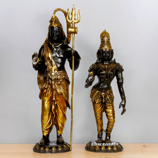 Large Shiva With Parvati Devi Brass idol - 20.5 inches