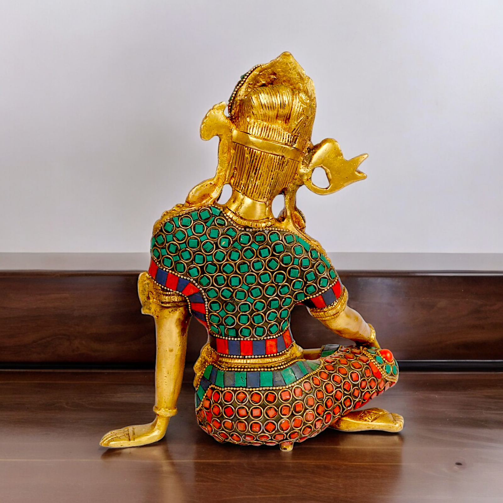 Lord Indra Dev Brass with Stone Work Idol - 9.5 inches