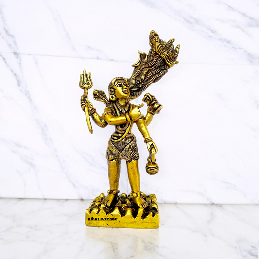 Lord Shiva with Ganga from jata Solid Brass idol - 7.087 inches