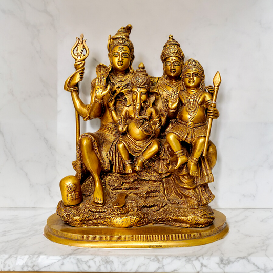 Buy Solid Brass Shiva Parivar idol - 12 inches