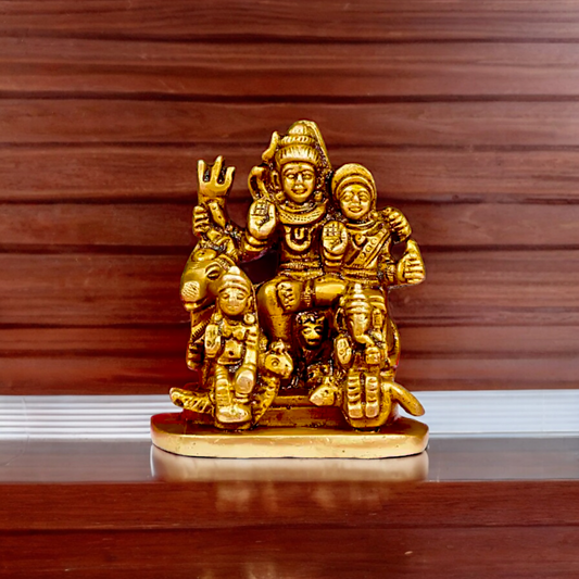 Solid Brass Shiva Parivar Family idol - 2.8 inches