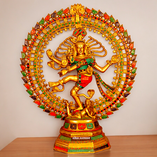 Big Nataraja Shiva idol brass with Stone Work - 31 inches