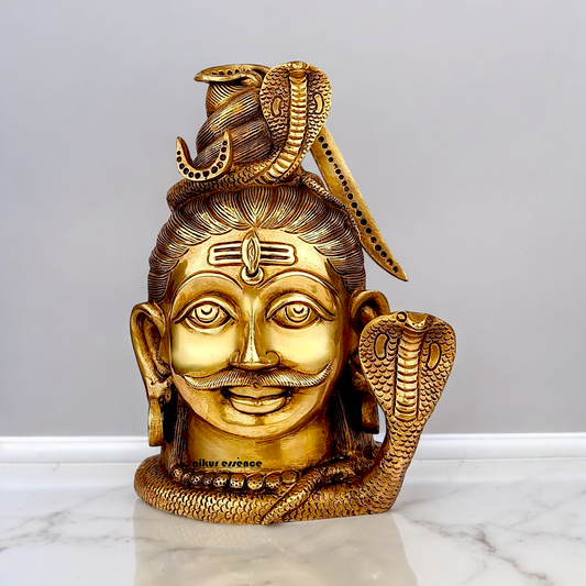 Solid Brass Shiva Face Head statue - 10 inches