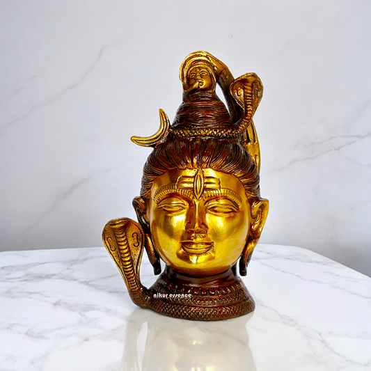 Lord Shiva Face Head Brass idol - 6.5 inches