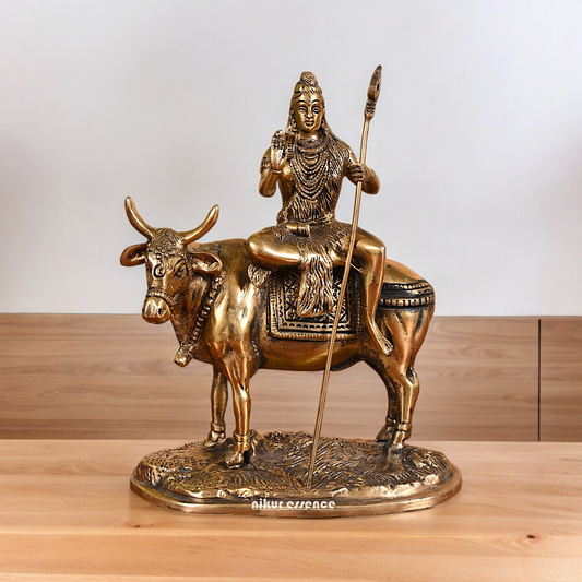 Shop Shiva Sitting on Nandi Solid Brass idol - 7.5 inch