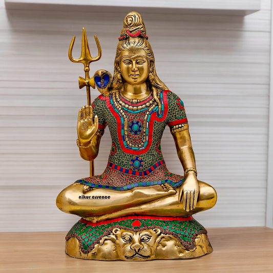 Lord Shiva Mahadev ji Brass with stone work idol - 21 inches