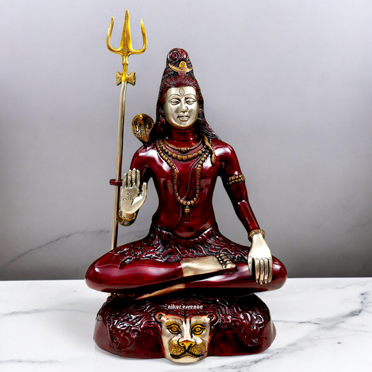 Large Shiva Yoga Sitting Brass idol - 22 inch