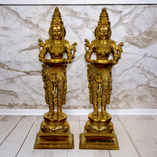 Buy Pair Deep Lakshmi Solid Brass - 15 inch