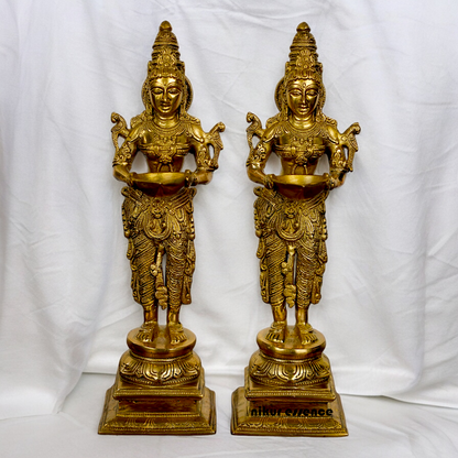 Buy Pair Deep Lakshmi Solid Brass - 15 inch