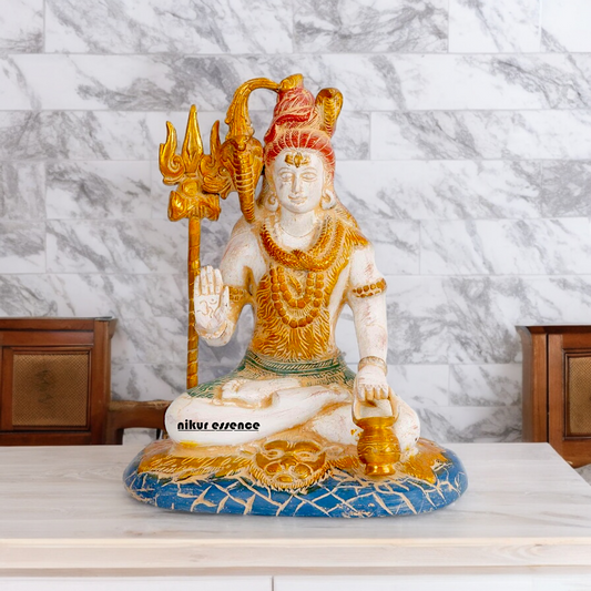 Big Shiva Shankar Sitting with Blessing Brass idol - 10 inches