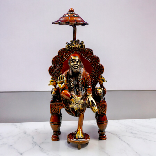 Lord Sai Baba Brass idol - 7 inch