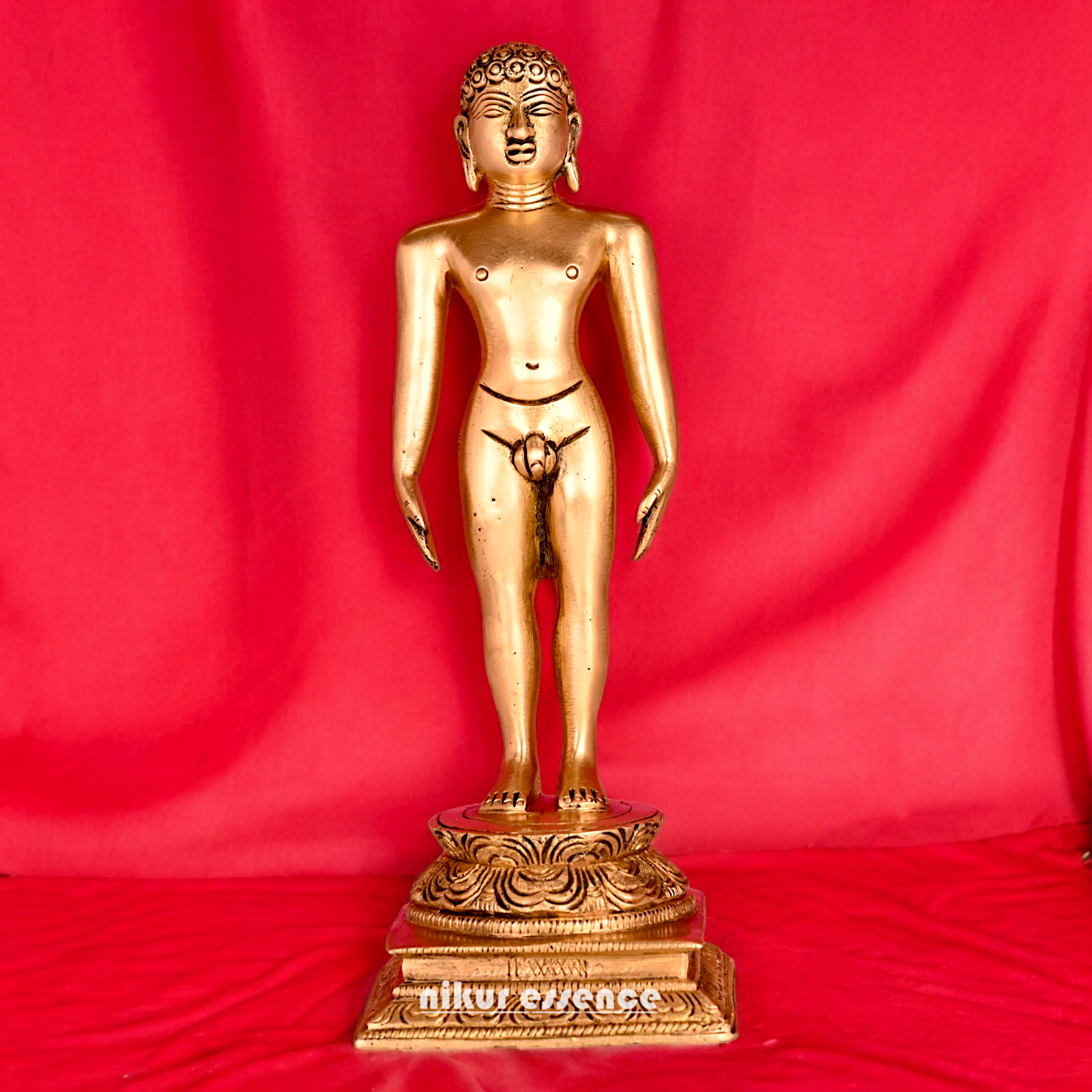 Solid Brass Jain Guru Lord Mahavir Standing Statue - 9.5 inch