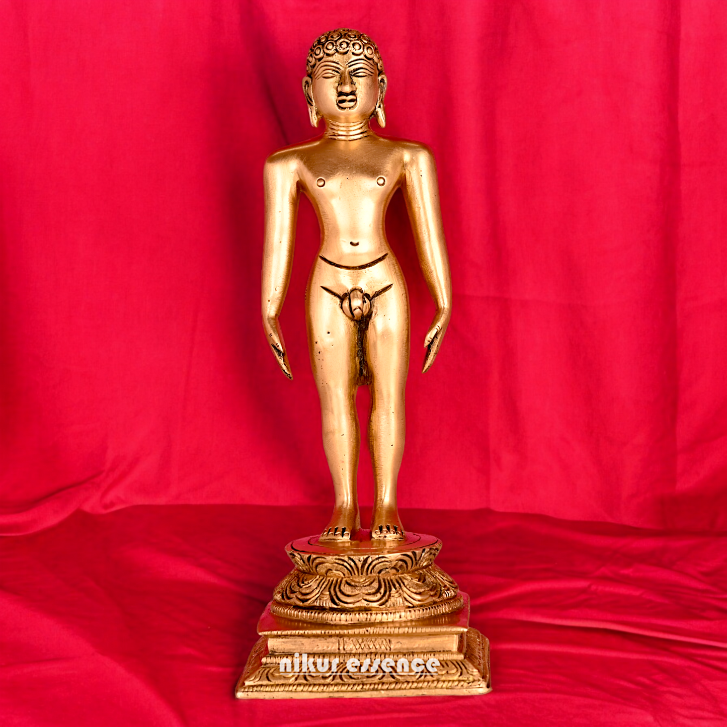 Solid Brass Jain Guru Lord Mahavir Standing Statue - 9.5 inch