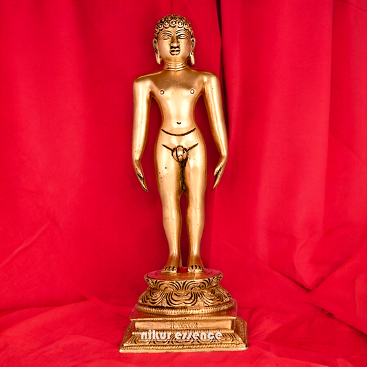 Solid Brass Jain Guru Lord Mahavir Standing Statue - 9.5 inch