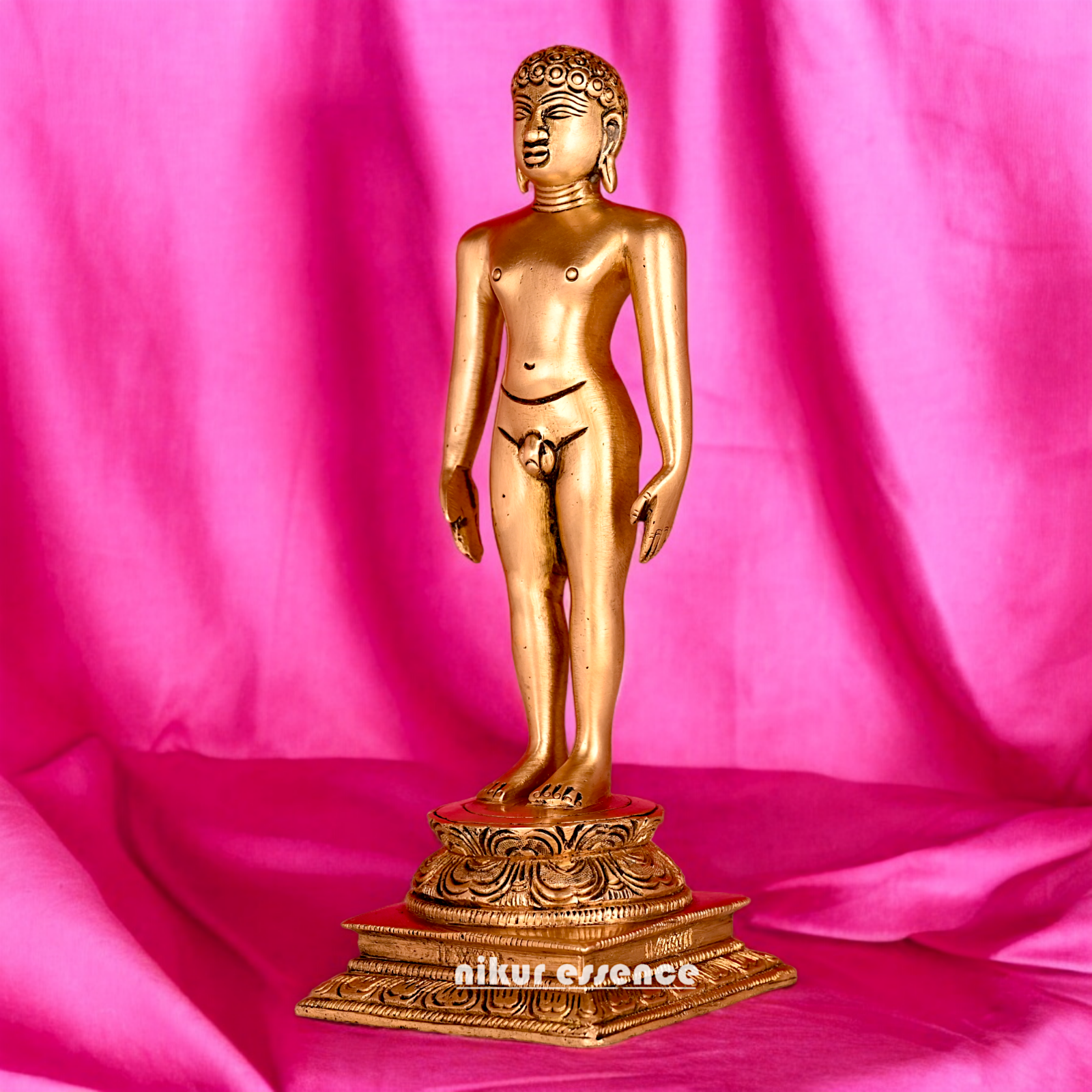 Solid Brass Jain Guru Lord Mahavir Standing Statue - 9.5 inch