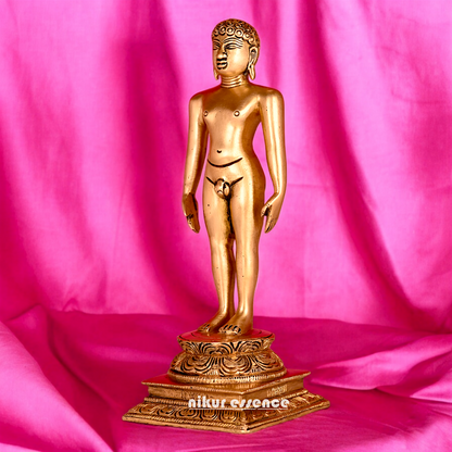 Solid Brass Jain Guru Lord Mahavir Standing Statue - 9.5 inch