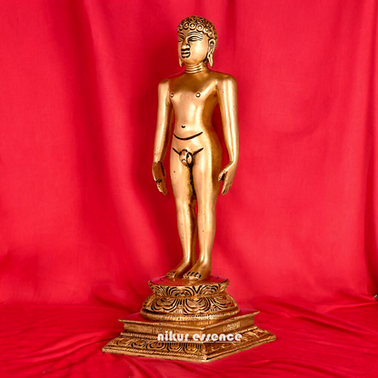 Solid Brass Jain Guru Lord Mahavir Standing Statue - 9.5 inch