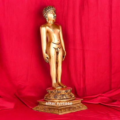 Solid Brass Jain Guru Lord Mahavir Standing Statue - 9.5 inch