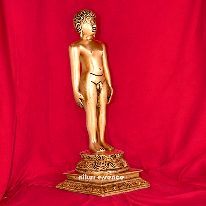 Solid Brass Jain Guru Lord Mahavir Standing Statue - 9.5 inch