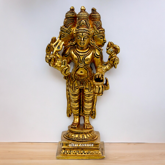 Lord Brahma Vishnu Mahesh dattatreya Solid Brass Idol - 6.5 inches