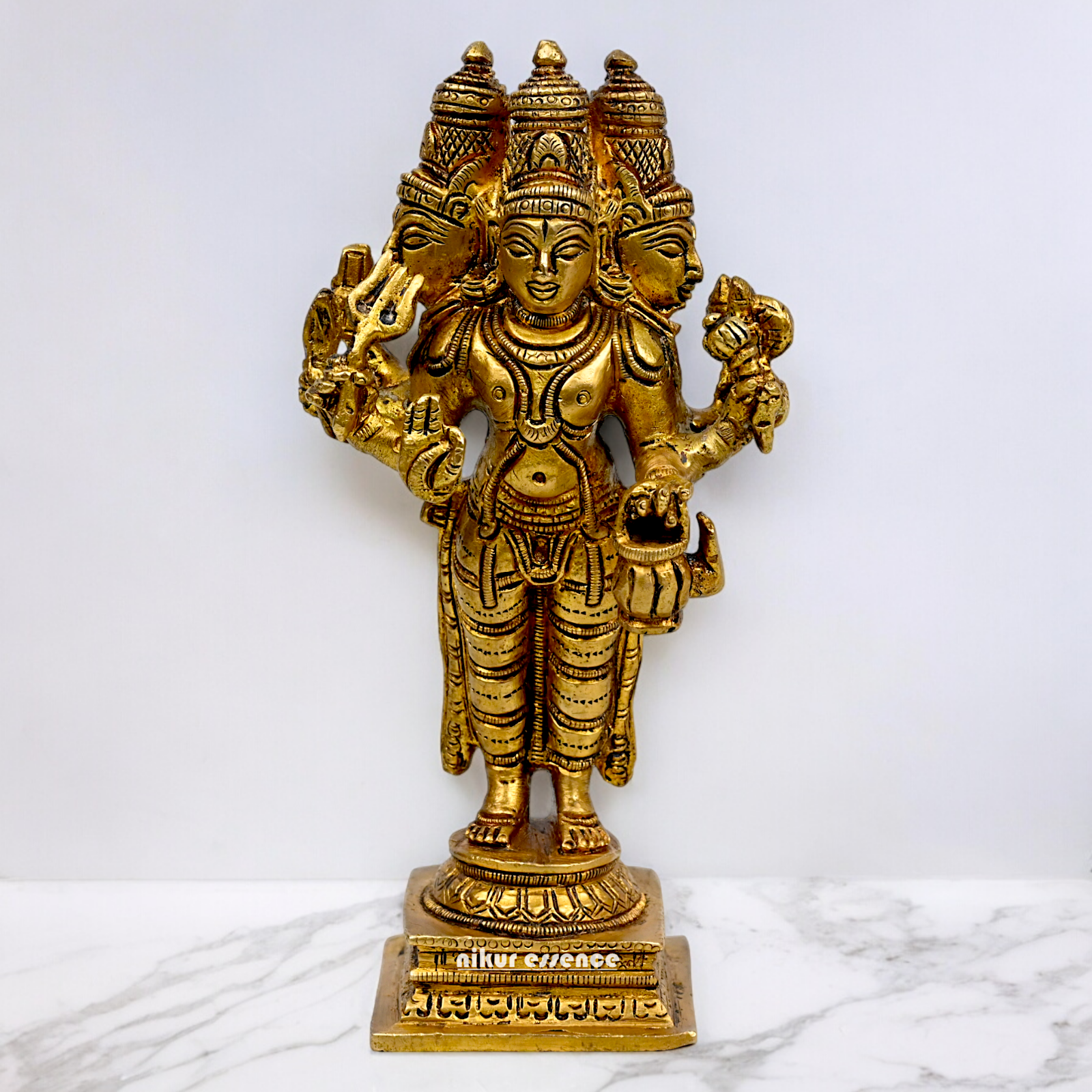 Lord Brahma Vishnu Mahesh dattatreya Solid Brass Idol - 6.5 inches