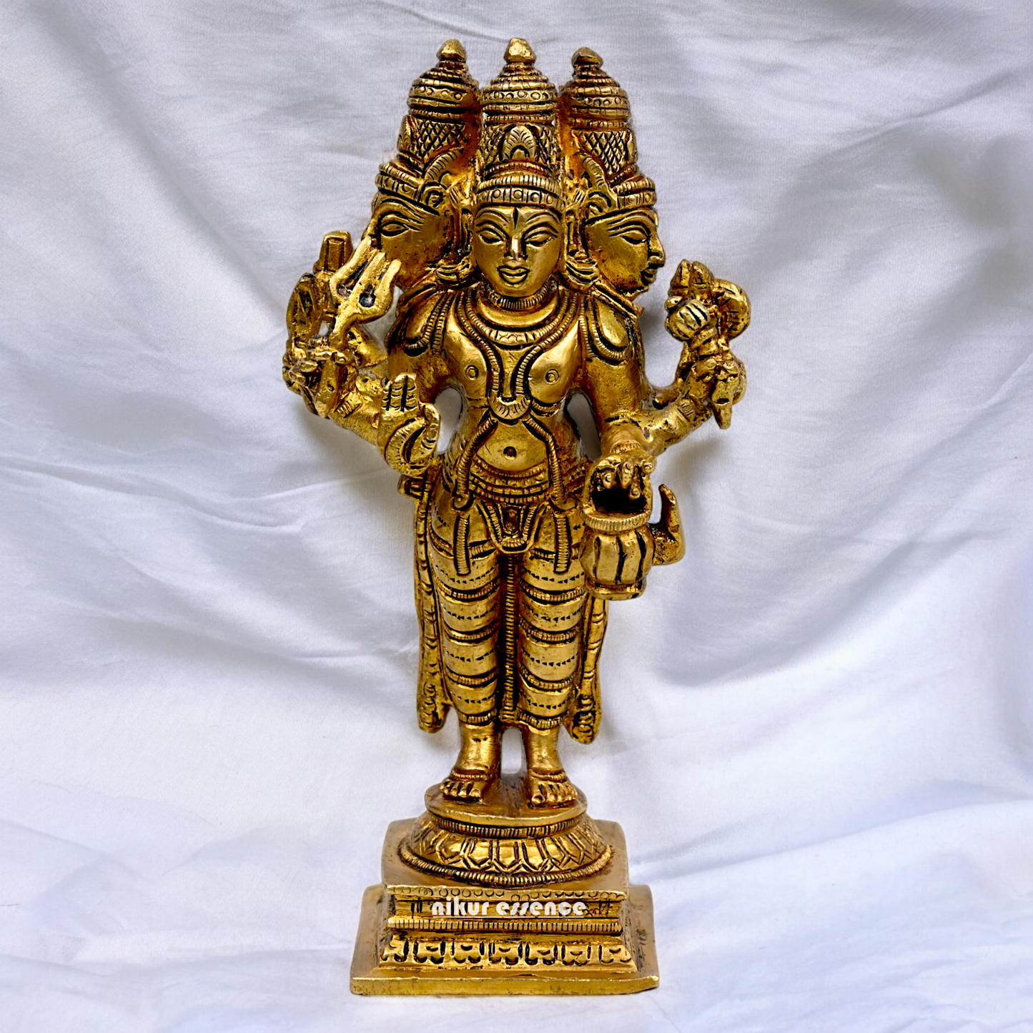 Lord Brahma Vishnu Mahesh dattatreya Solid Brass Idol - 6.5 inches