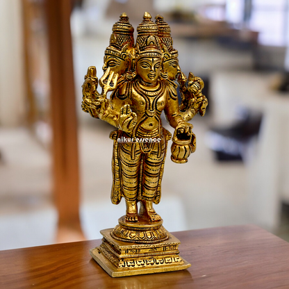 Lord Brahma Vishnu Mahesh dattatreya Solid Brass Idol - 6.5 inches