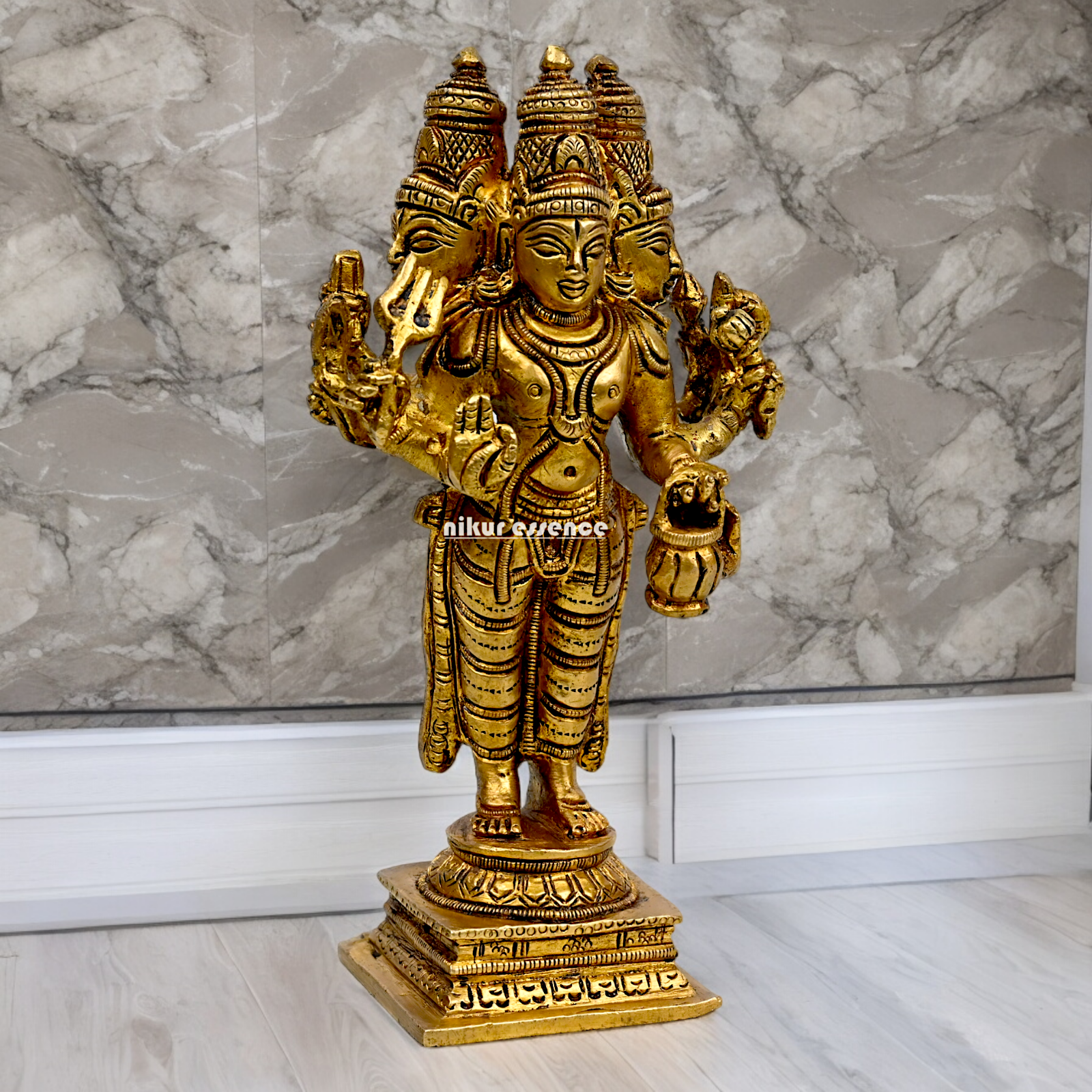 Lord Brahma Vishnu Mahesh dattatreya Solid Brass Idol - 6.5 inches