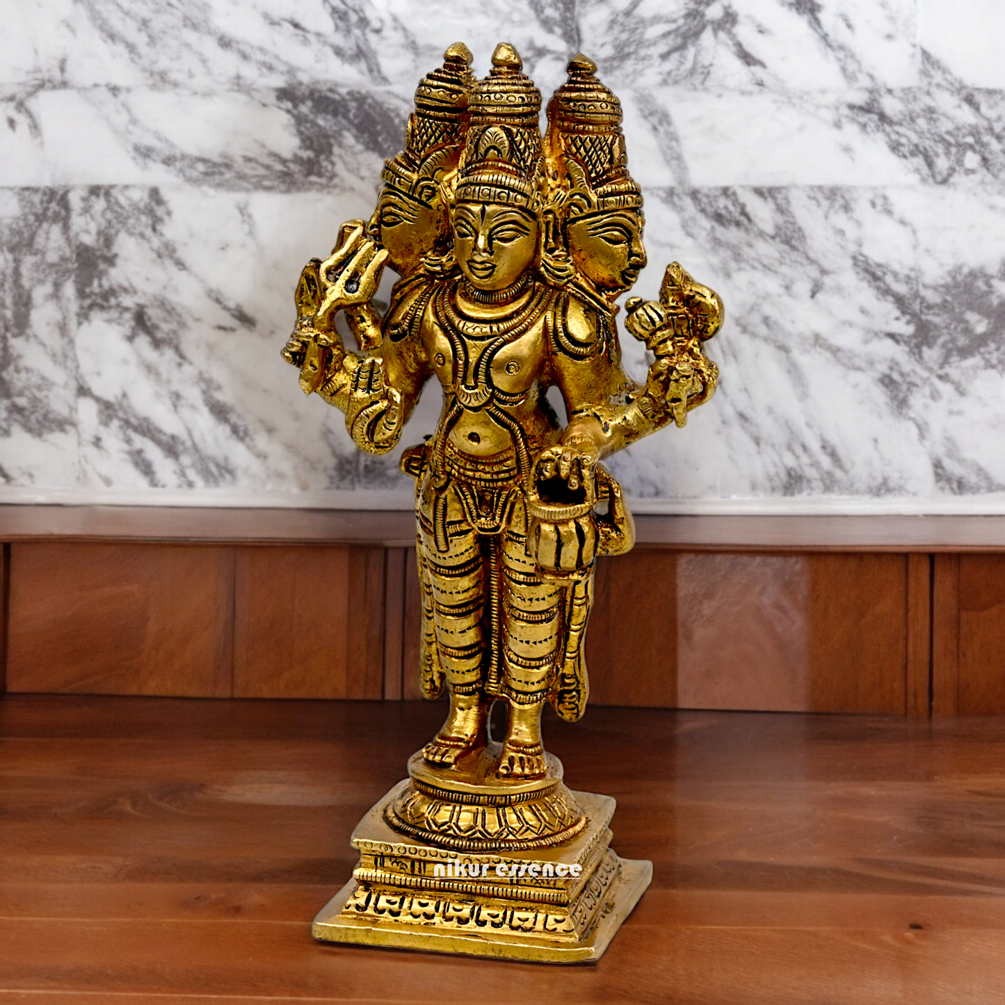 Lord Brahma Vishnu Mahesh dattatreya Solid Brass Idol - 6.5 inches