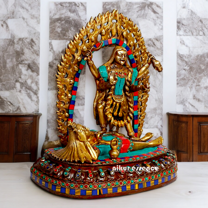 Goddess Maha Kali brtass Idol with Stone Work - 12 inches