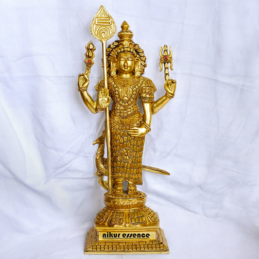 Solid Brass Kartikeya Murugan Swamy Standing with Blessing Idol - 18 inches