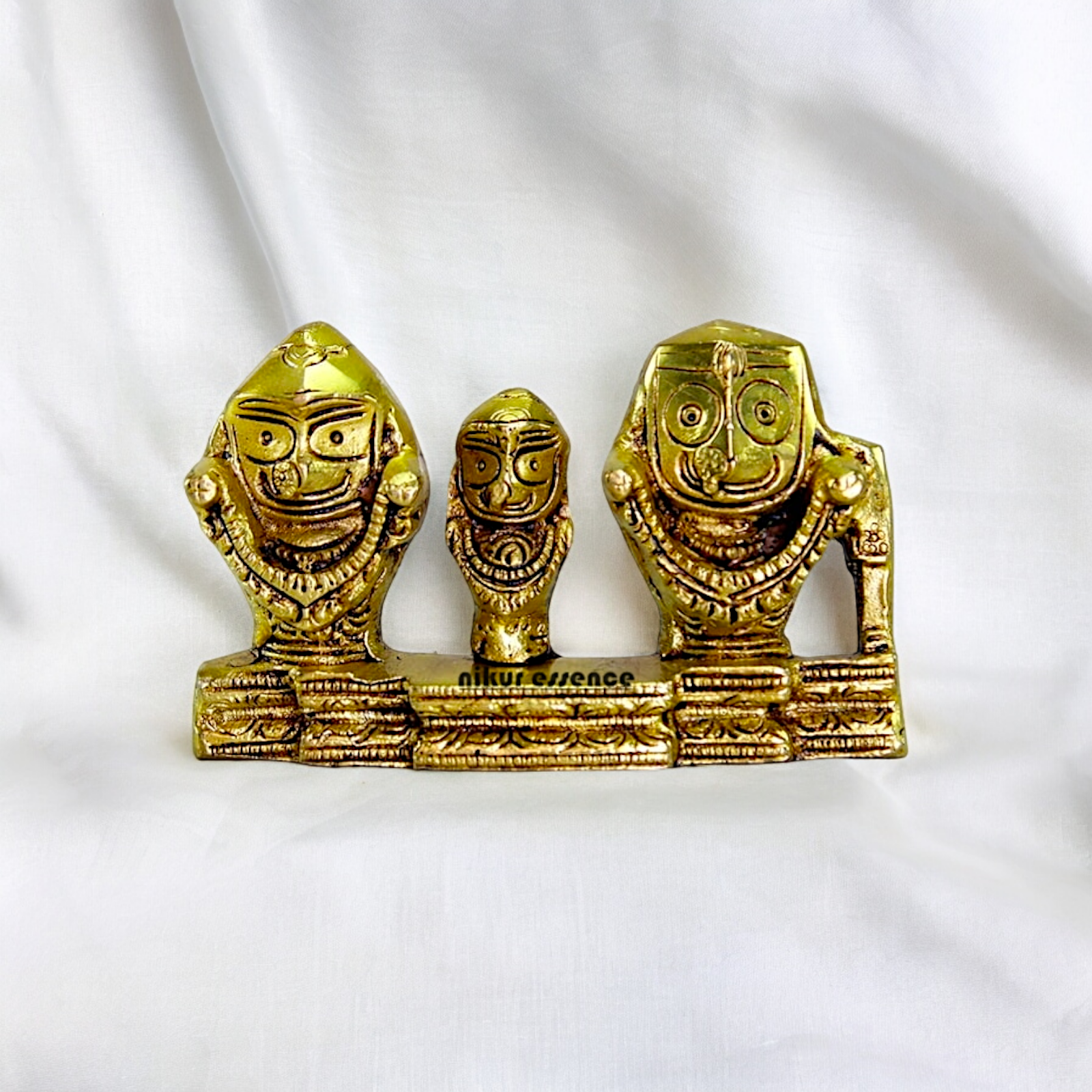 Solid Brass Puri Jagannath Balaram and Subhadra Maa Idol - 5.25 inches