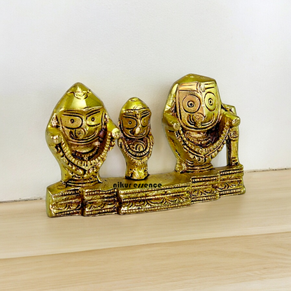 Solid Brass Puri Jagannath Balaram and Subhadra Maa Idol - 5.25 inches