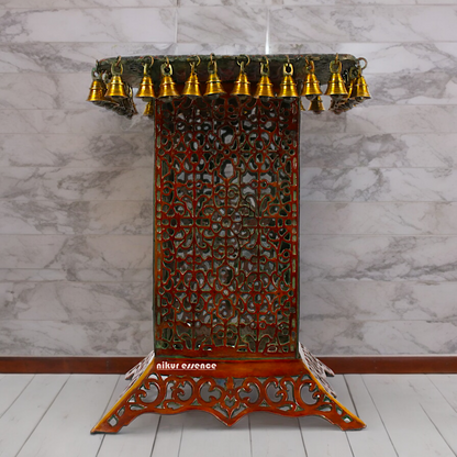 Big Chowki Table Stool with Bells Ghungroo Brass - 20 inches