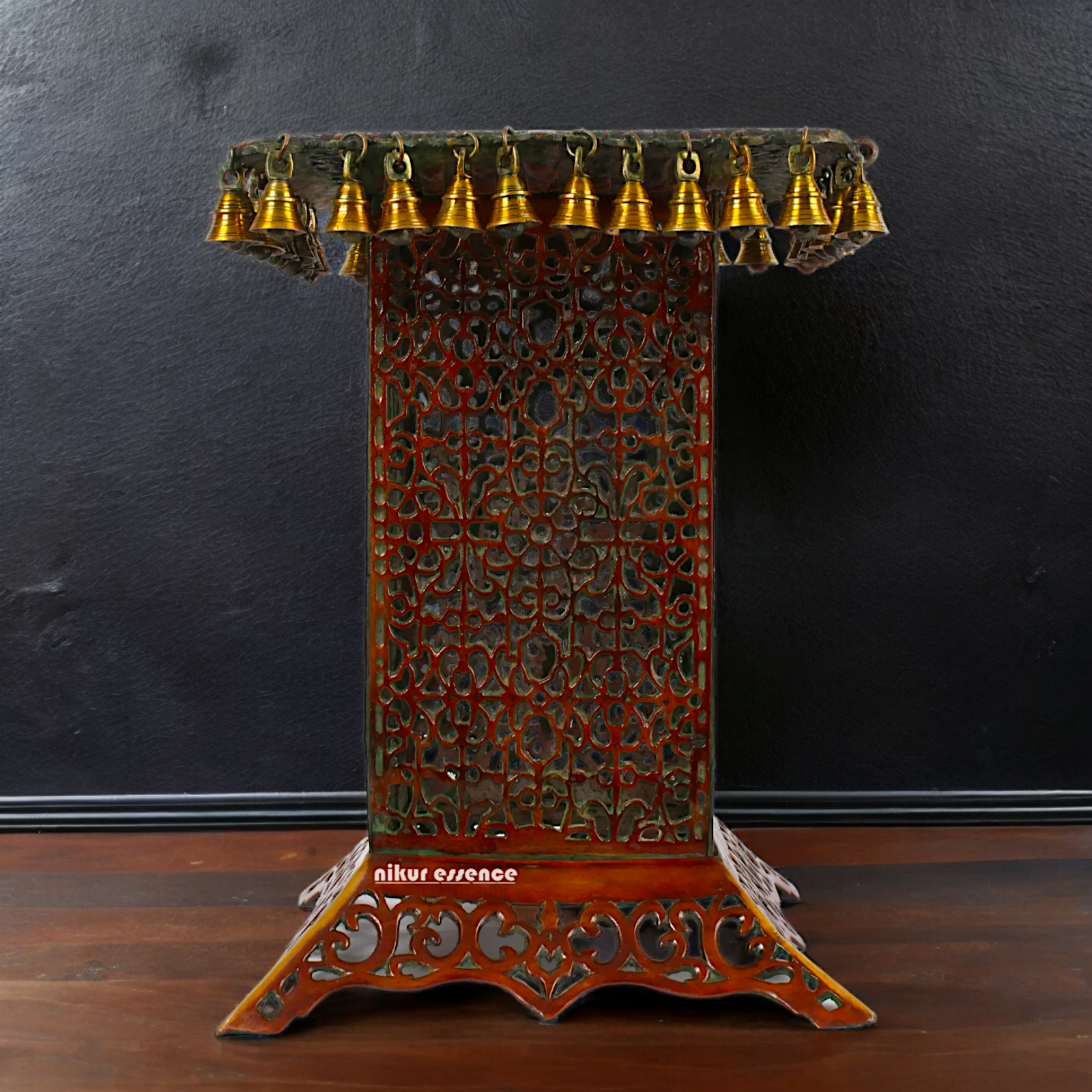 Big Chowki Table Stool with Bells Ghungroo Brass - 20 inches