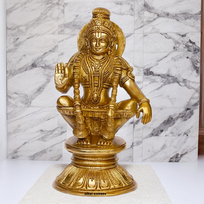 Solid Brass Ayyappan/Ayyappa Swamy Murugan Idol - 8.5 inch