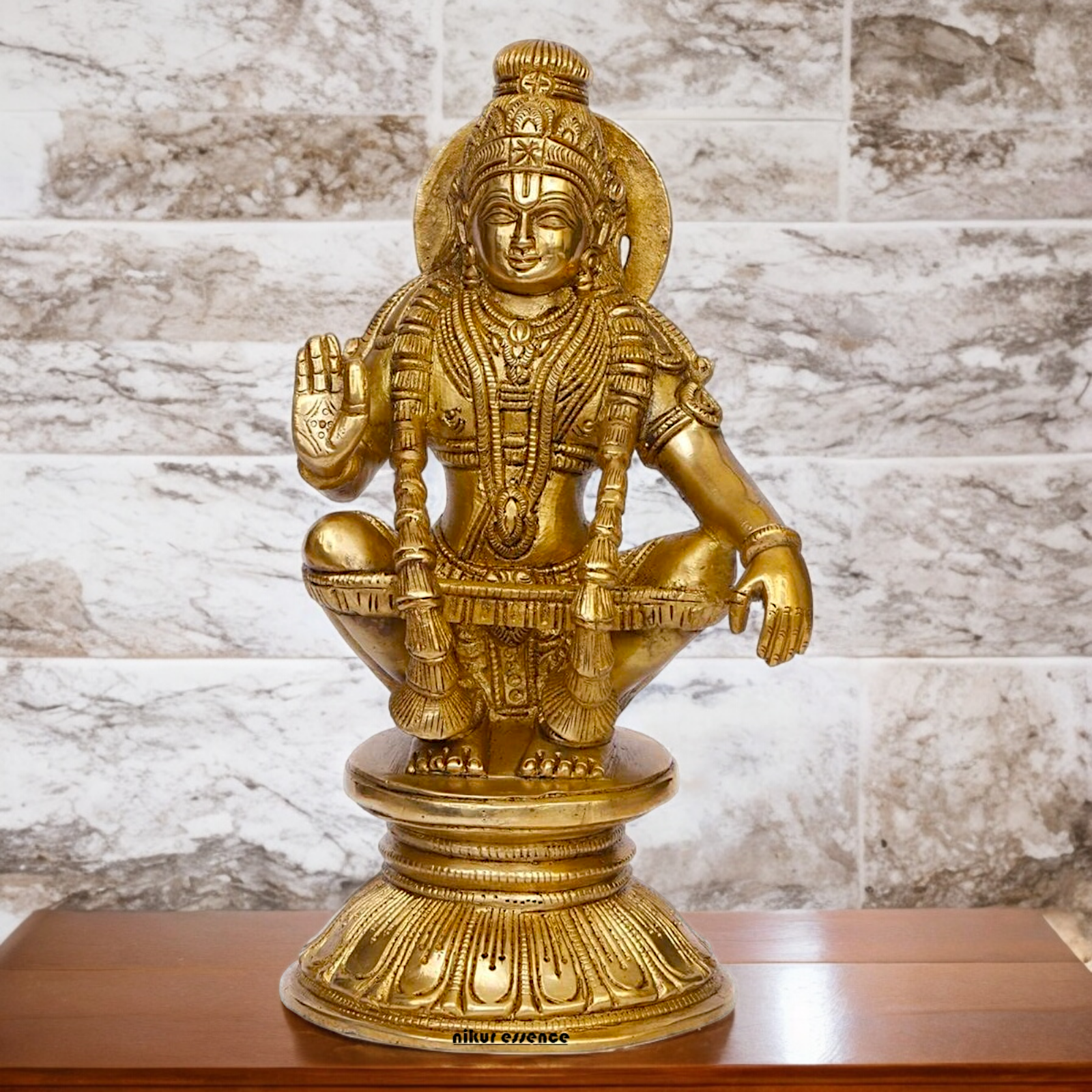 Solid Brass Ayyappan/Ayyappa Swamy Murugan Idol - 8.5 inch