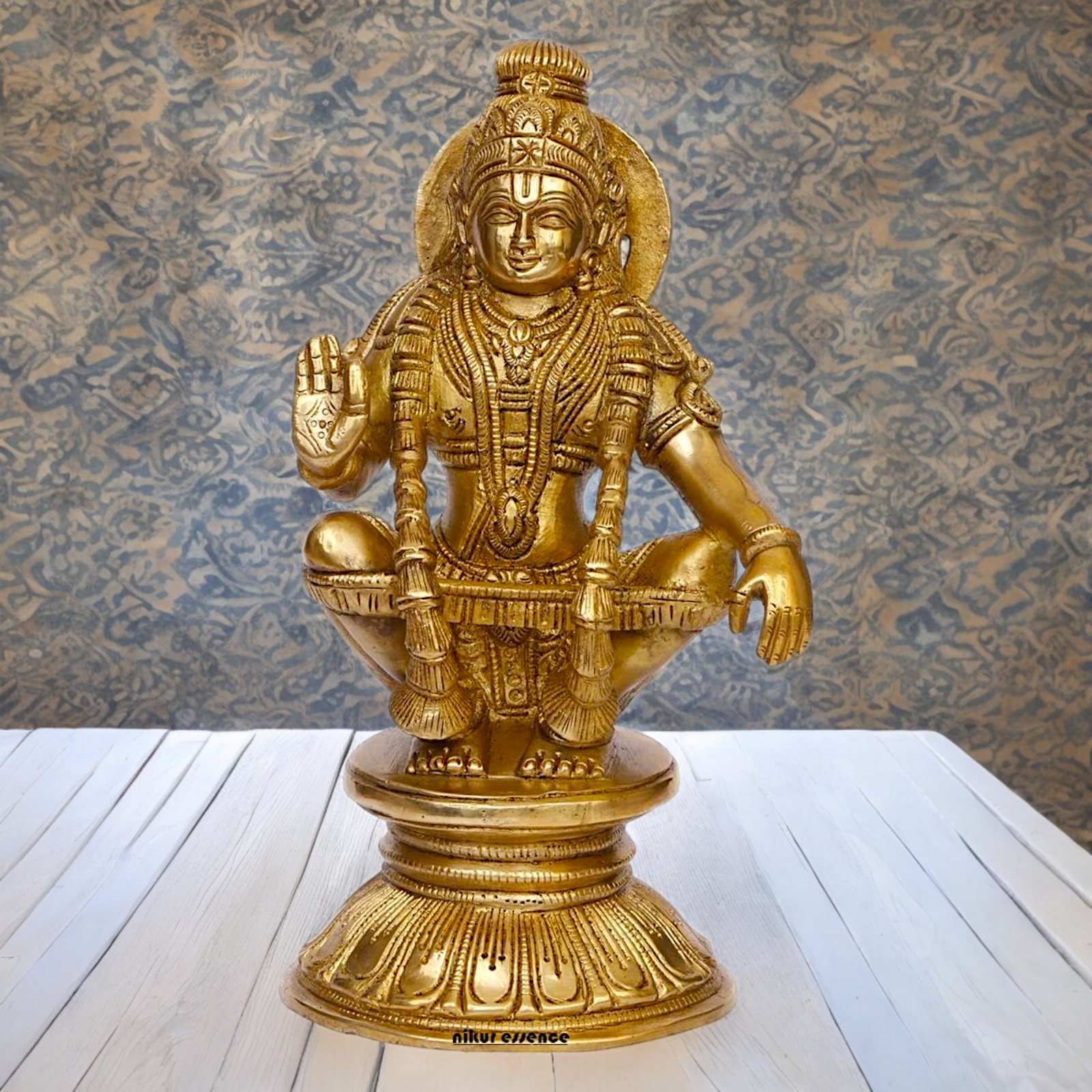 Solid Brass Ayyappan/Ayyappa Swamy Murugan Idol - 8.5 inch