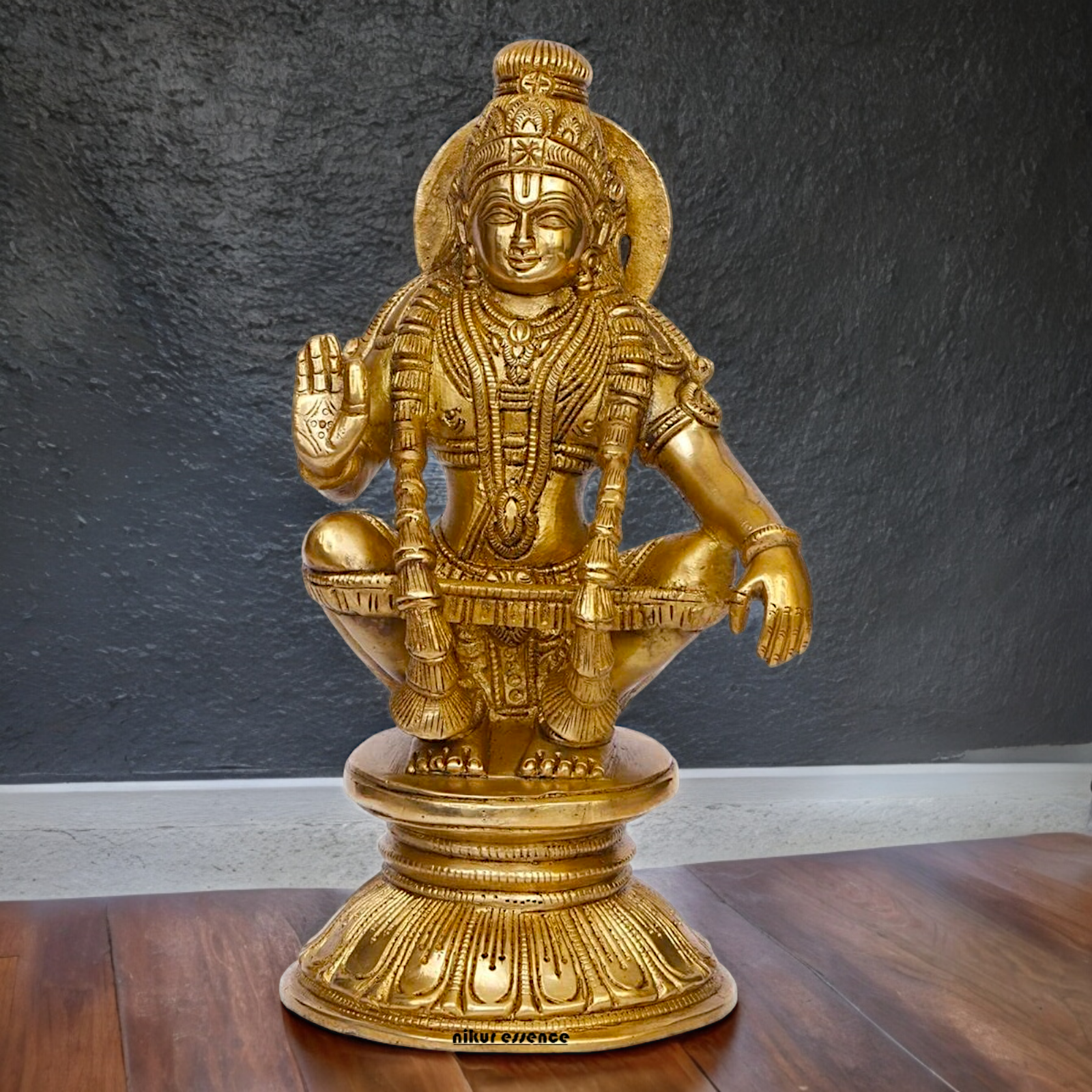 Solid Brass Ayyappan/Ayyappa Swamy Murugan Idol - 8.5 inch