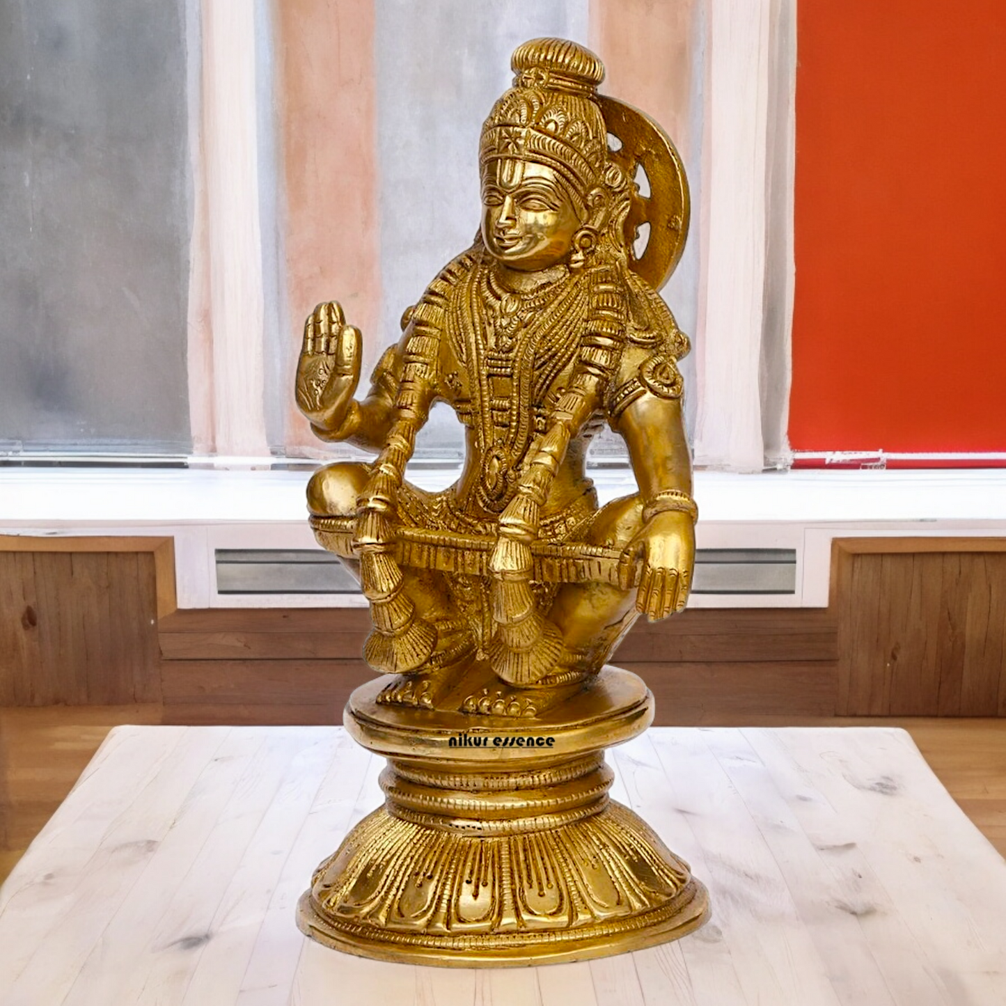 Solid Brass Ayyappan/Ayyappa Swamy Murugan Idol - 8.5 inch