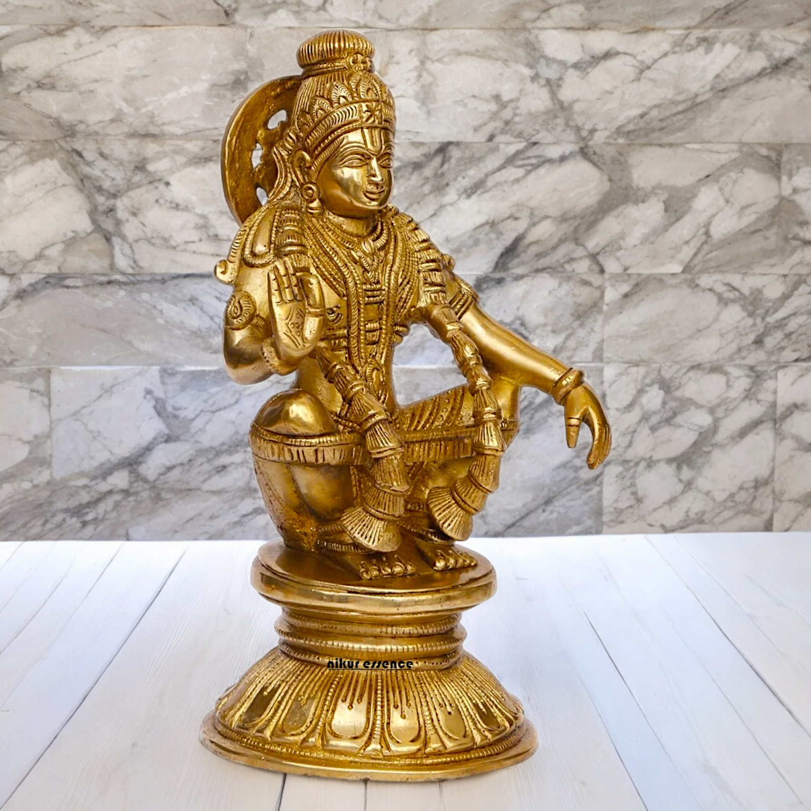 Solid Brass Ayyappan/Ayyappa Swamy Murugan Idol - 8.5 inch