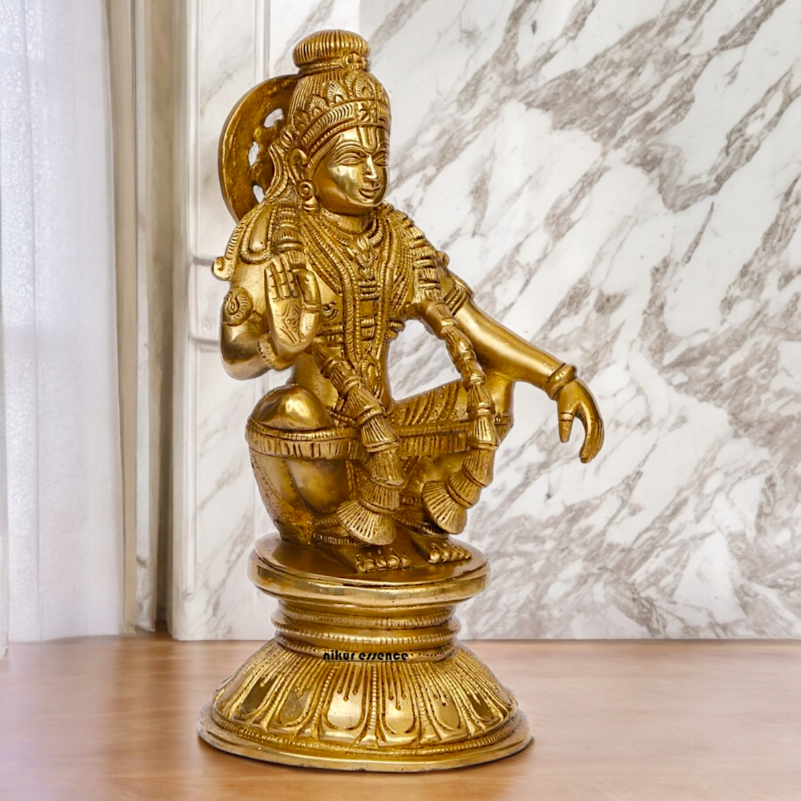 Solid Brass Ayyappan/Ayyappa Swamy Murugan Idol - 8.5 inch